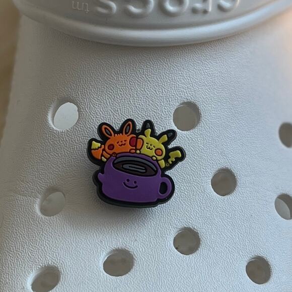 Croc Jibbitz | Eevee Pikachu Coffee Cup Pokemon Croc Charm | Cute Shoe Accessory - Picture 1 of 4